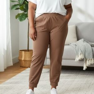 Women With Control Brown  Tushy Lifter Elastic Waist Tall Pull On Pants XLT